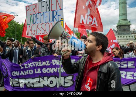 Paris, France, grande foule jeunes Français manifestant contre l'extrême droite, Front national, 2014 Banque D'Images