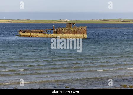 Épave de Juniata, baie d'Inganess, Kirkwall, Mainland, Orcades, Écosse, Grande-Bretagne Banque D'Images