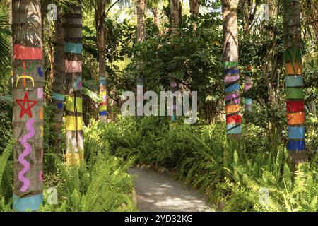 Marrakech, Maroc, 24 mars 2024 : vue d'œuvres d'art dans les magnifiques jardins Anima à Marrakech, Afrique Banque D'Images