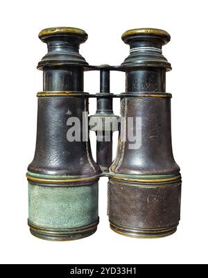 Une paire de jumelles de guerre en laiton Vintage isolés Banque D'Images