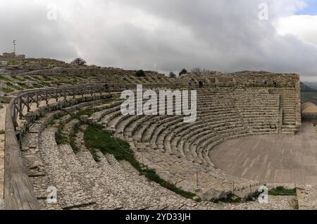 Calatafimi-Segesta, Italie, 4 janvier 2024 : vue du Théâtre grec de Segesta, Europe Banque D'Images