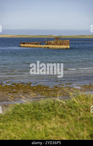 Épave de Juniata, baie d'Inganess, Kirkwall, Mainland, Orcades, Écosse, Grande-Bretagne Banque D'Images