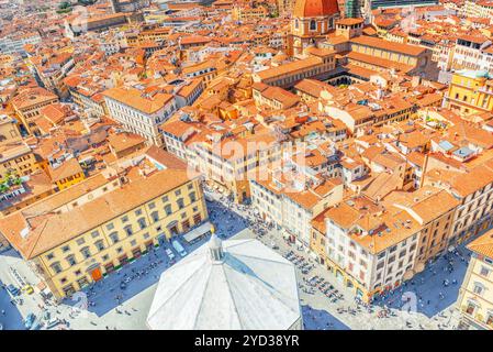 FLORENCE, ITALIE - 13 MAI 2017 : magnifique paysage au-dessus de la vue urbaine et historique de Florence depuis le Campanile de Giotto (Campanile de Giotto).BAP Banque D'Images