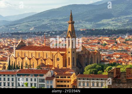 Beau paysage, panorama au-dessus de la vue sur l'historique de la Piazzale Michelangelo Florence Italie .point. Banque D'Images