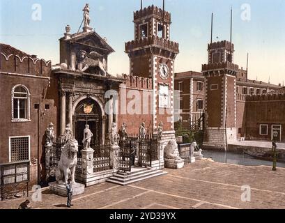 Arsenal, Venise, Italie, historique, restauré numériquement reproduction d'un original du XIXe siècle, date d'enregistrement non indiquée Banque D'Images
