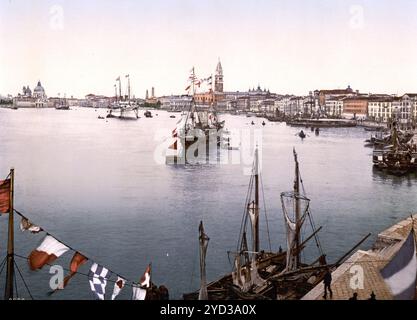 Port de Venise, Venise, Italie, historique, restauré numériquement reproduction d'un original du 19ème siècle, date d'enregistrement non indiquée Banque D'Images