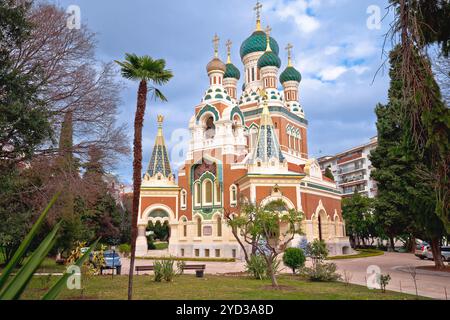 Cathédrale orthodoxe russe Saint-Nicolas à Nice Banque D'Images