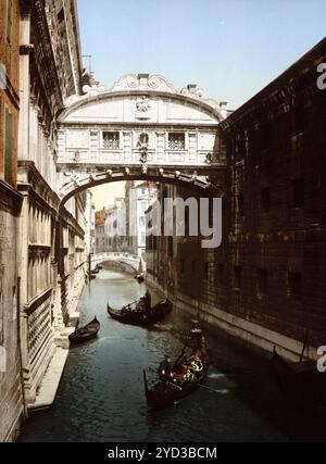 Le Pont des Soupirs, Venise, Italie, historique, restauré numériquement reproduction d'un original du 19ème siècle, date d'enregistrement non indiquée Banque D'Images