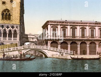 Le Pont des Soupirs, Venise, Italie, historique, restauré numériquement reproduction d'un original du 19ème siècle, date d'enregistrement non indiquée Banque D'Images