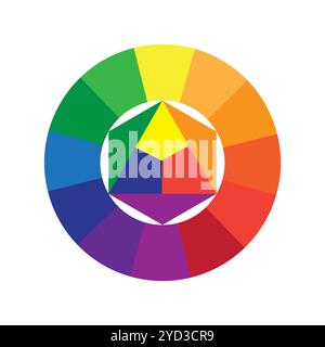 Icône de roue chromatique. Roue à spectre complet. Couleurs primaires et secondaires. Graphique à gradient circulaire. Illustration de Vecteur