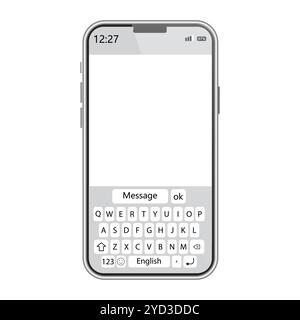 Interface smartphone. Écran de message vide. Écran de saisie mobile. Icône de saisie de l'écran tactile. Illustration de Vecteur