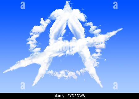 Signe d'anarchie nuage blanc isolé sur la vue du ciel bleu Banque D'Images