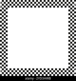 Illustration de la bordure à damier. Cadre noir et blanc. Motif carré géométrique. Image vectorielle. Illustration de Vecteur
