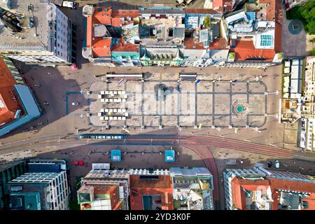 La place centrale de Ban Jelacic à Zagreb vue aérienne, capitale de la Croatie Banque D'Images