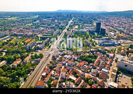 Vue aérienne de l'intersection Vukovarska Drziceva à Zagreb Banque D'Images