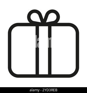 Icône boîte cadeau. Détail ruban simple. Motif de contour noir. Symbole de vacances vectoriel. Illustration de Vecteur