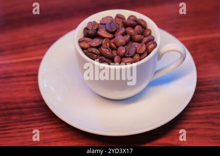 Espressotasse gefüllt mit Kaffeebohnen *** tasse à espresso remplie de grains de café Nordrhein-Westfalen Deutschland, Allemagne GMS17920 Banque D'Images
