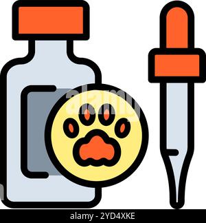 Icône gouttes pour les yeux et les oreilles d'animal familier. Couleur vectorielle signe simple de médicament pipette vétérinaire essentiel pour la santé et le bien-être des animaux de compagnie. Icône de toilettage isol Illustration de Vecteur