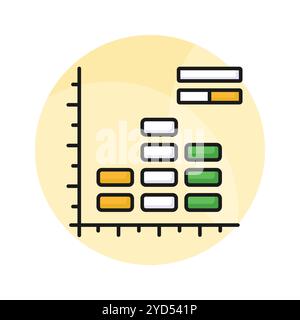 Mettez la main sur cette icône créative de graphique d'histogramme, d'analyse de données Illustration de Vecteur