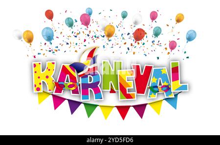 Texte allemand 'Karneval' traduire 'Carnival'. Fichier vectoriel EPS 10. Banque D'Images