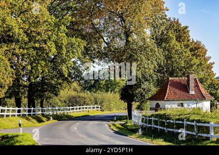 Le paysage du Ringgau à Altefeld en Hesse Banque D'Images