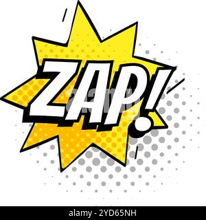 Forme d'étoile jaune avec le mot zap. transmettant une action soudaine, une surprise ou un moment passionnant dans un style de bande dessinée Illustration de Vecteur