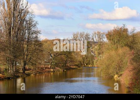 Rivière avec arbres Svratka-Brno-République Tchèque. Banque D'Images