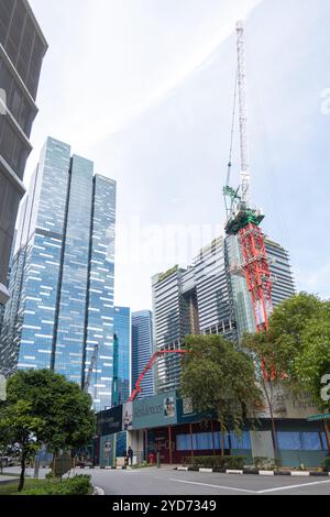 Travaux de construction du centre-ville de Singapour, Marina Bay / Waterfront Banque D'Images