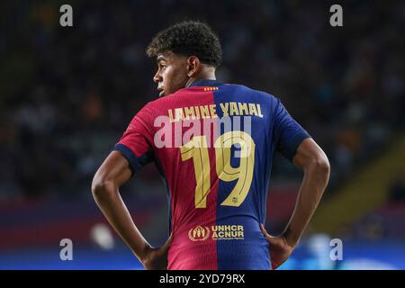 Barcelone, Espagne. 23 octobre 2024. Lamine Yamal (Barcelona #19), ESP, FC Barcelona - FC Bayern Muenchen, Fussball, Champions-League, 3. Spieltag, saison 2024/2025, 23.10.2024 Foto : Eibner-Pressefoto/Joerg Niebergall crédit : dpa/Alamy Live News Banque D'Images