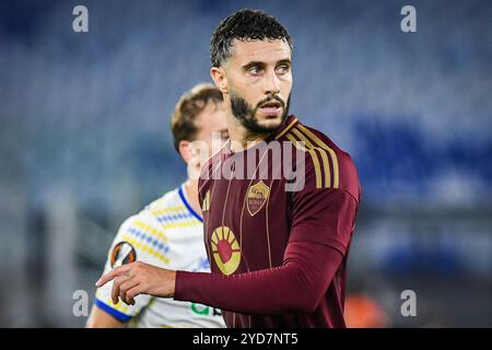 Mario HERMOSO de L'AS Roma lors du match de football UEFA Europa League, League phase MD3 entre L'AS Roma et le Dynamo Kyiv le 24 octobre 2024 au Stadio Olimpico à Rome, Italie Banque D'Images