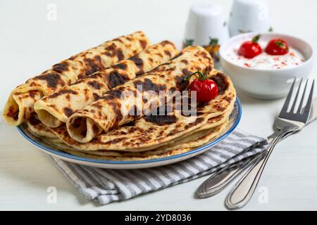 Crêpes fines de pommes de terre norvégiennes traditionnelles. Banque D'Images