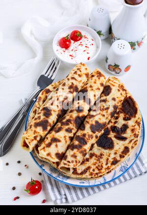 Crêpes fines de pommes de terre norvégiennes. Banque D'Images