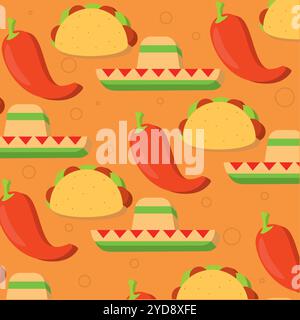 Piments, tacos et sombrero, vecteur Illustration de Vecteur