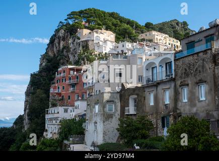 Vue de la ville de Capri, île de Capri, Campanie, Italie Banque D'Images