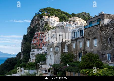 Vue de la ville de Capri, île de Capri, Campanie, Italie Banque D'Images