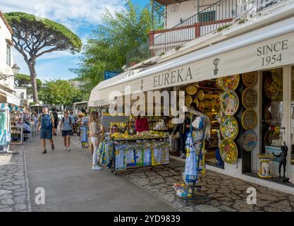 Boutique touristique, Anacapri, île de Capri, Campanie, Italie. Banque D'Images