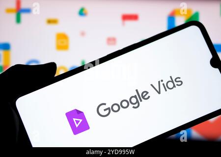 Dhaka, Bangladesh- 29 juin 2024 : le logo Google Vids est affiché sur le smartphone. Google Vids est une application de création vidéo en ligne incluse dans le Goog Banque D'Images