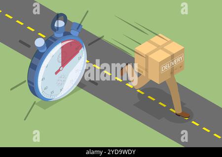 Illustration conceptuelle 3D isométrique plate de livraison rapide, expédition de colis express illustration conceptuelle 3D isométrique plate Banque D'Images