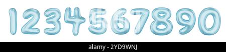 Nombres bleus de 0 à 9. Ensemble de figures sphériques lumineuses. Conception 3D réaliste. illustration vectorielle Illustration de Vecteur