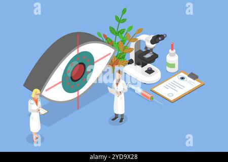 3D Isomtric Flat illustration conceptuelle de LASIK Eye Surgery, Ophthalmology and Vision Medical correction 3D Isomtric Flat Banque D'Images