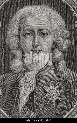 Charles-Alexandre de Calonne (1734-1802) Homme d'État français. Contrôleur général des Finances (1783-1787), sous le règne du roi Louis XVI. Portrait. Gravure par Pannemaker. "Histoire de la Révolution française". Volume I, 1876. Banque D'Images