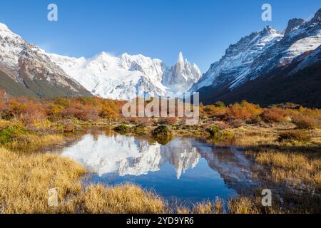 Le Cerro Torre, à la frontière Argentine-chilienne, est l'un des plus beaux sommets du monde Banque D'Images