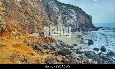 Point Dume Malibu California People on Cliffs and Beach Banque D'Images