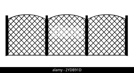 Clôture à silhouette. Barrière de ferme plate et mur de frontière. Modèle de clôture de planches de pays. Enclos de ranch. Elément de protection de jardin. Limites vectorielles Illustration de Vecteur