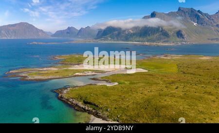 Rivage serein Lofoten, Norvège, Kolbeinsanden Beach, Lofoten Banque D'Images
