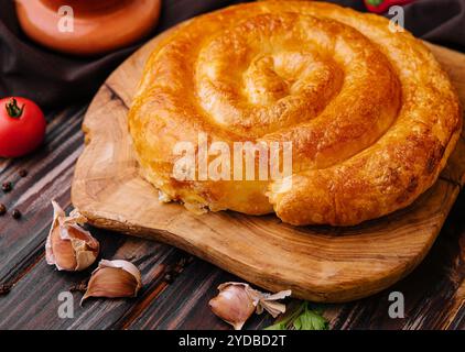 Tarte traditionnelle au fromage grec maison Banque D'Images