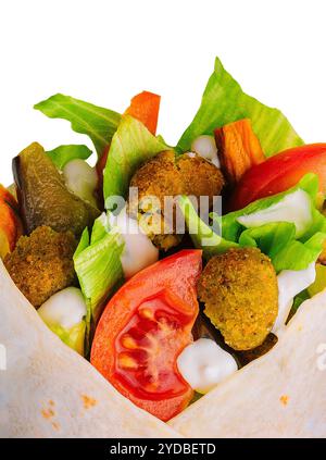 Falafels et légumes frais au pain pita Banque D'Images