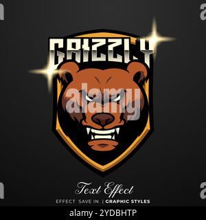 Conception du logo de mascotte grizzly Bear E-sport Illustration de Vecteur