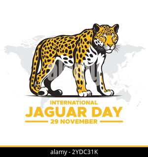 Illustration vectorielle de la Journée internationale Jaguar le 29 novembre. Design de la bannière Journée internationale Jaguar. Illustration de Vecteur