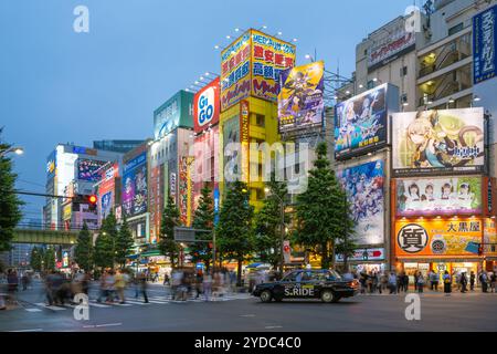 Ceci est une vue d'Akihabara, un célèbre quartier commerçant connu pour sa variété de magasins d'électronique et de centres commerciaux le 11 juin 2023 à Tokyo, au Japon Banque D'Images